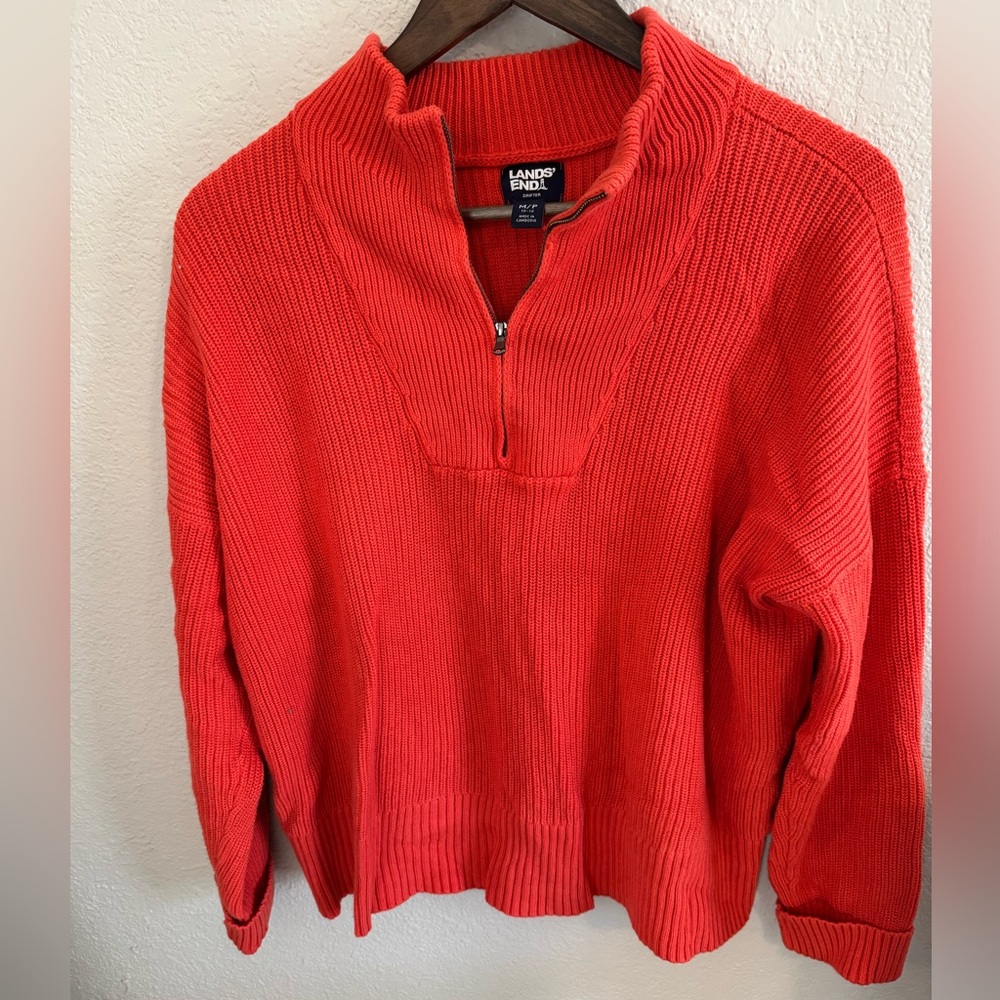Lands' End Vibrant Red Knit Sweater